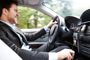 Man driving his car