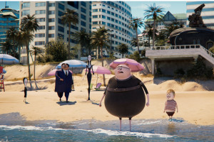 Addamsova rodina na pláži - foto z filmu