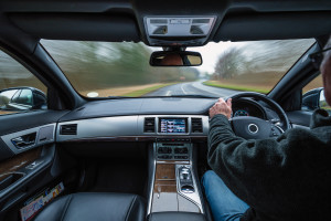 Rural Car Drive with External Blur, and Car in motion creating dynamic action, from the interior in the daytime