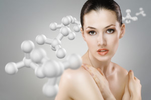 a beauty girl on the grey background