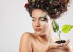 teen girl beautiful ecology with green tree shoot isolated